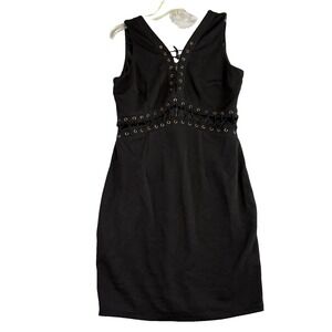 Soieblu L Black Lace Up‎ Corset Cutout Sleeveless Sheath Mini Dress Bodycon Goth
